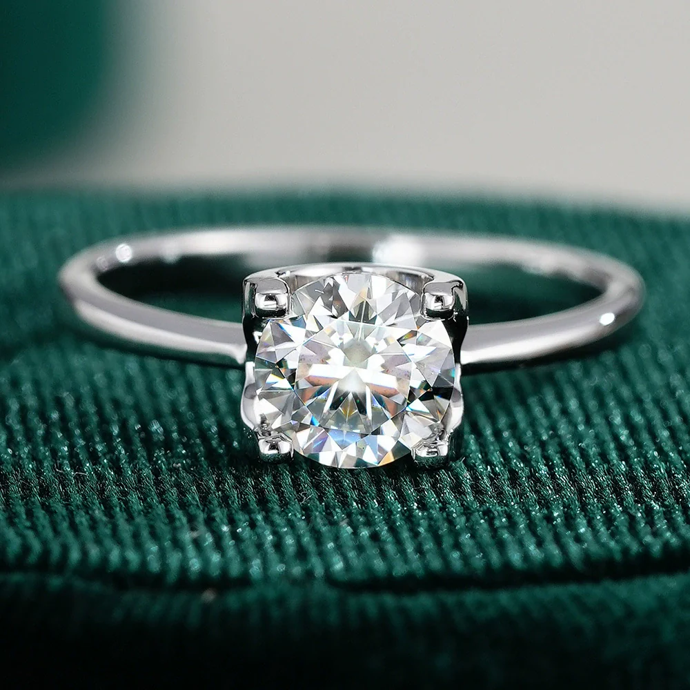 Women's S925 Sterling Silver Ring With Moissanite And Cow Head Pattern Natural Style Diamond Design - Image 2