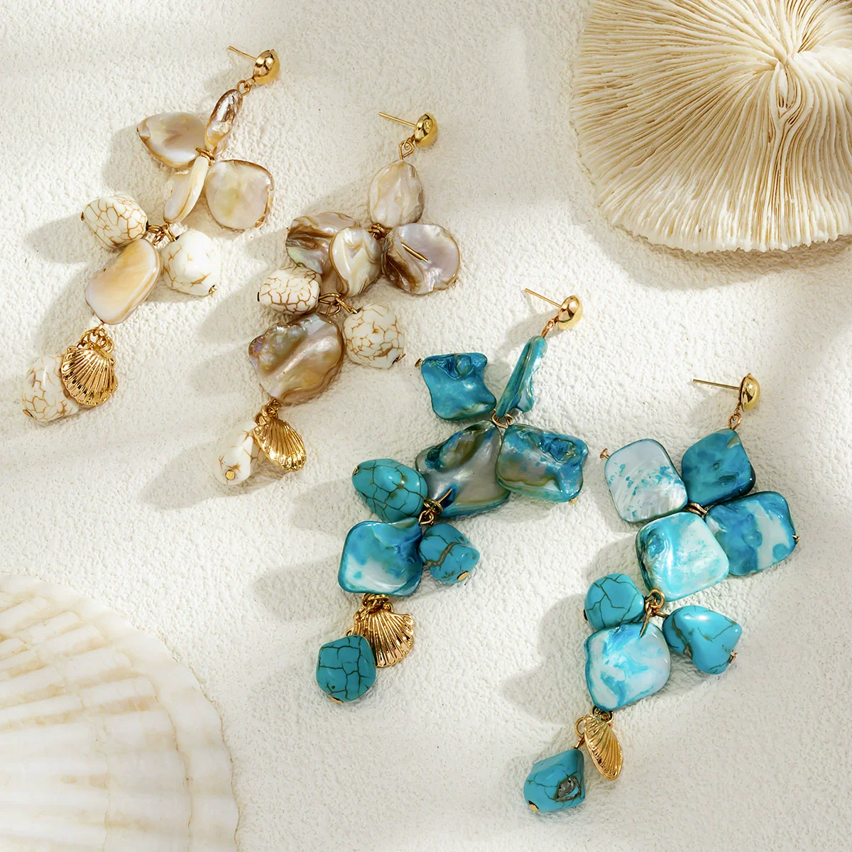 Women's Shell Imitation Pearl Alloy Animals Zodiac Signs Handmade Starfish Conch Necklace - Image 4