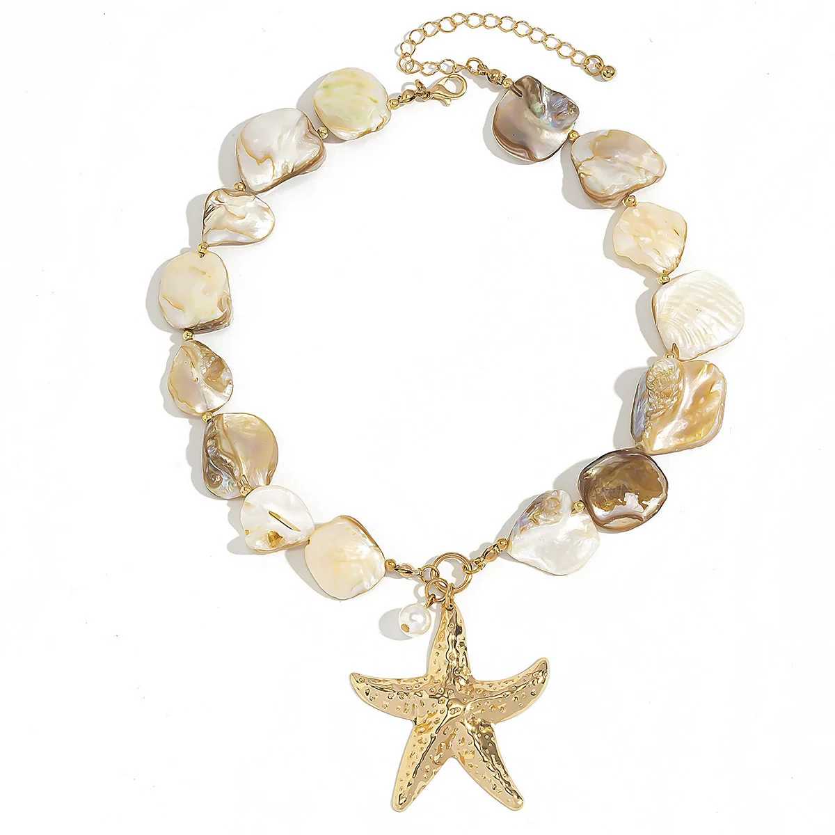 Women's Shell Imitation Pearl Alloy Animals Zodiac Signs Handmade Starfish Conch Necklace - Image 5