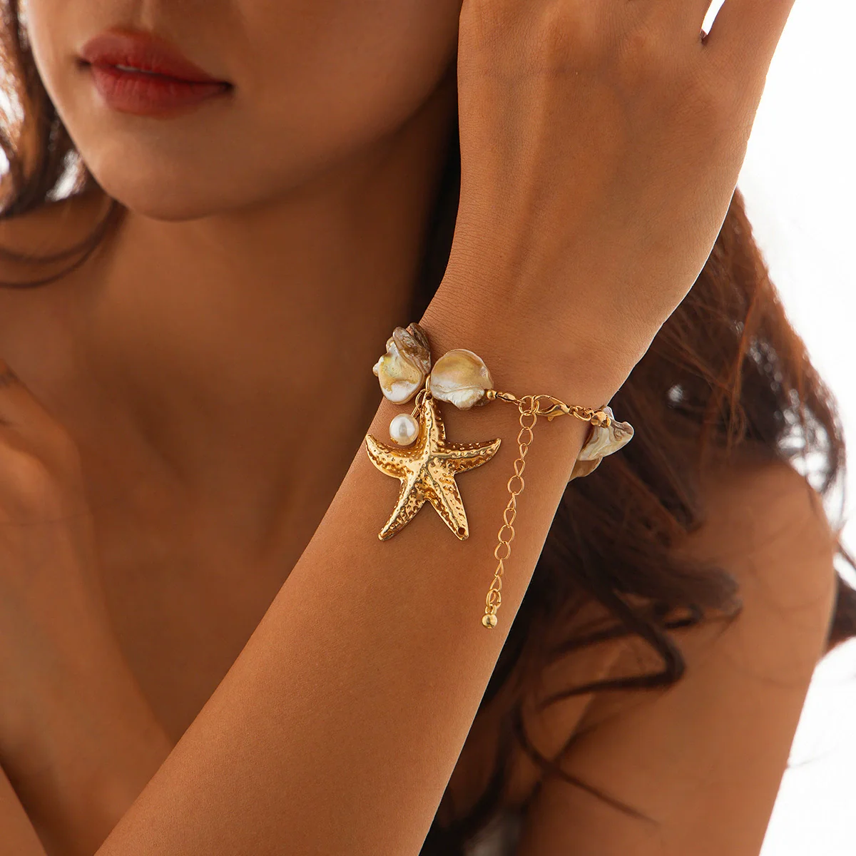 Women's Shell Imitation Pearl Alloy Animals Zodiac Signs Handmade Starfish Conch Necklace - Image 9