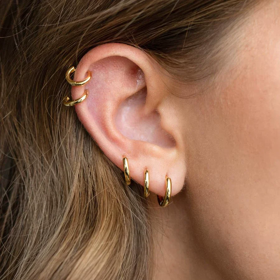 Women's Simple And Atmospheric Glossy Brass Electroplated Geometric Earrings