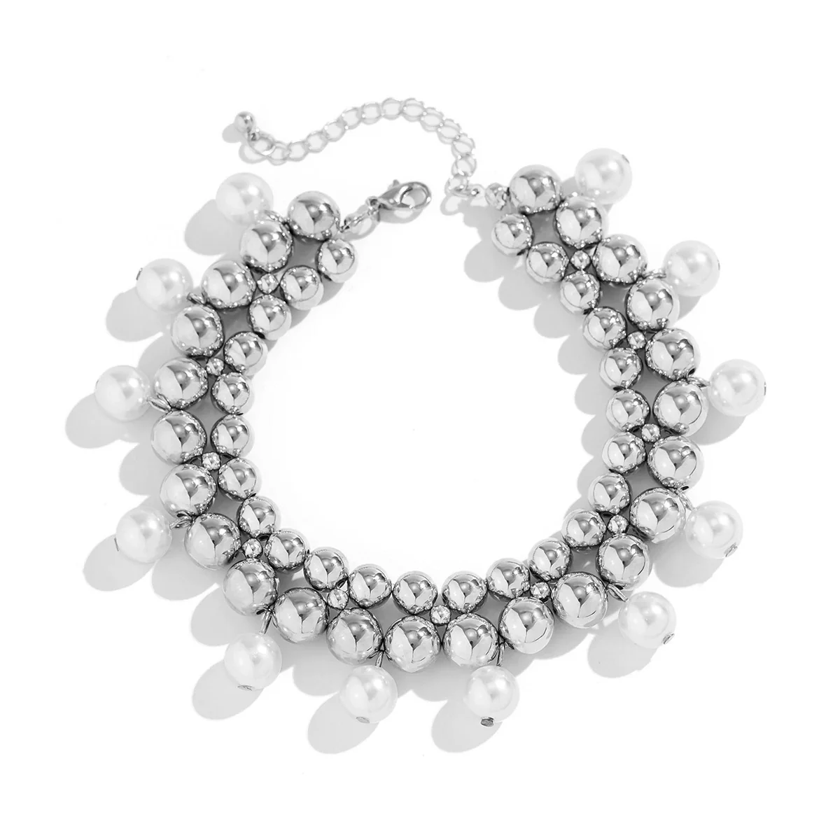Women's Simple Doublelayer Geometric Imitation Pearl Anklet Made Of Plastic And Resin - Image 5