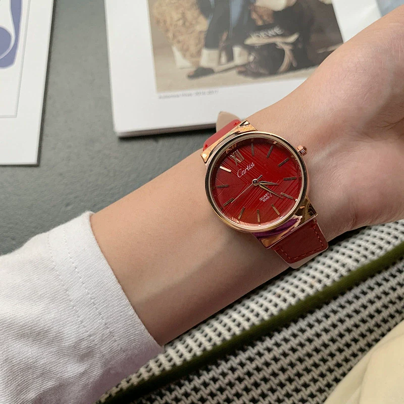 Women's Simple Elegant Retro Art Academy Style Quartz Watch Alloy Case Imitation Leather Strap Stainless Steel Horseshoe Buckle Round Dial - Image 3
