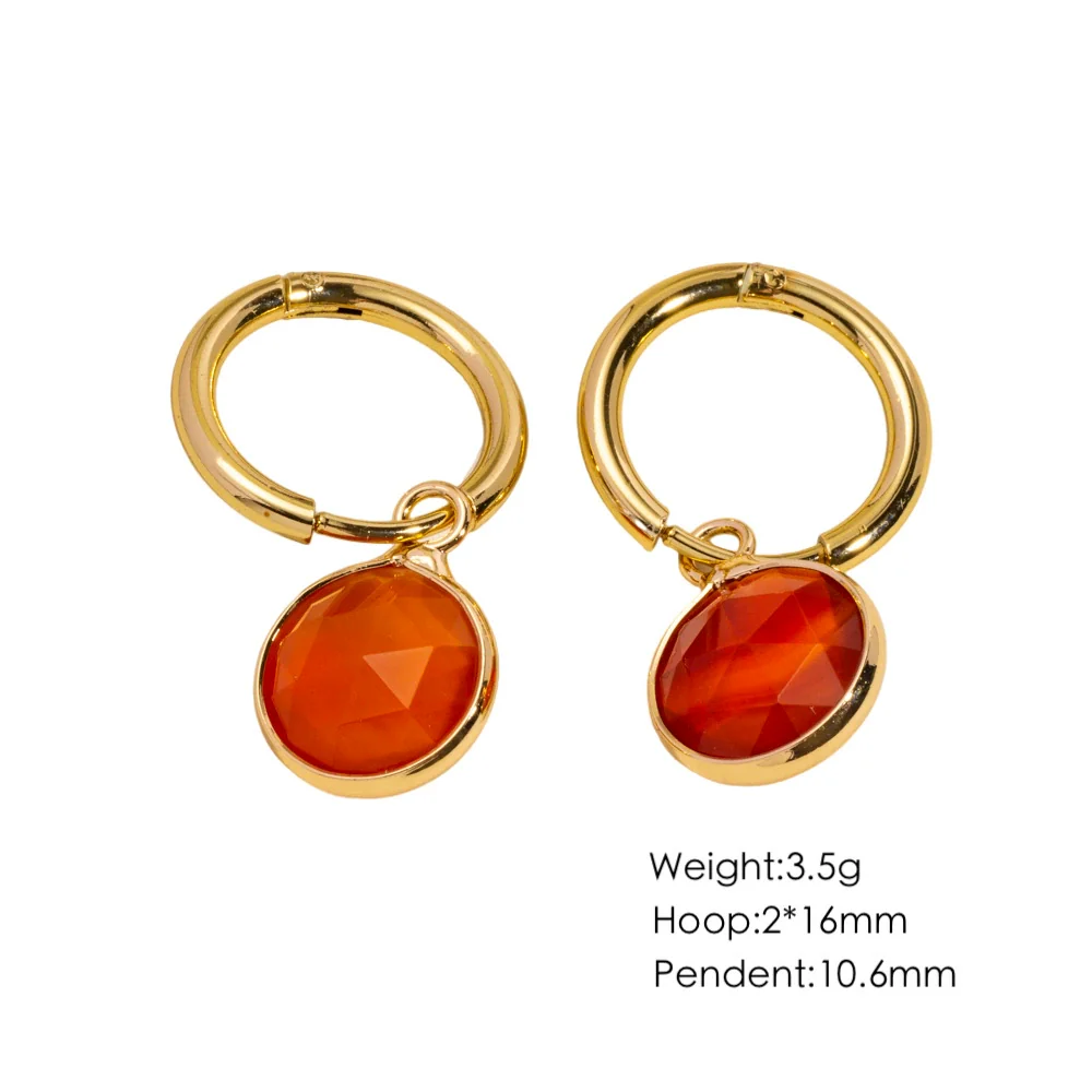 Women's Simple Geometric Natural Stone And Copper Earrings Set With Gemstones - Image 10