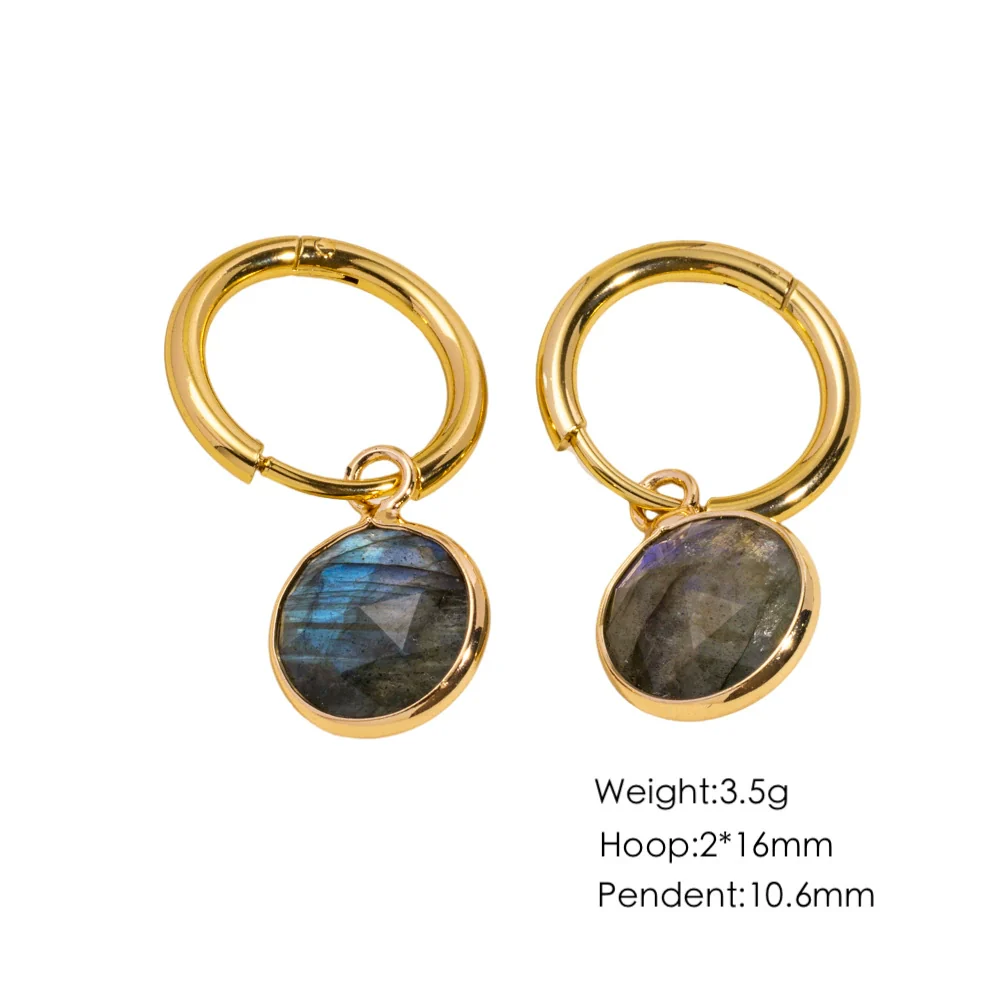 Women's Simple Geometric Natural Stone And Copper Earrings Set With Gemstones - Image 11