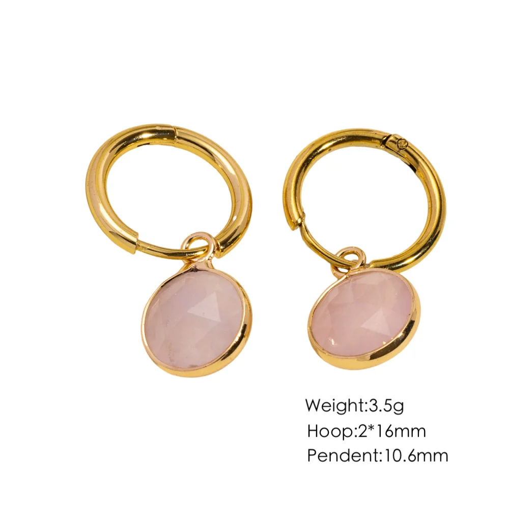 Women's Simple Geometric Natural Stone And Copper Earrings Set With Gemstones - Image 12