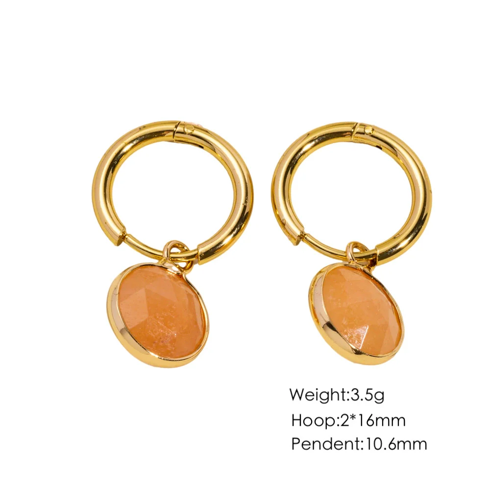 Women's Simple Geometric Natural Stone And Copper Earrings Set With Gemstones - Image 13