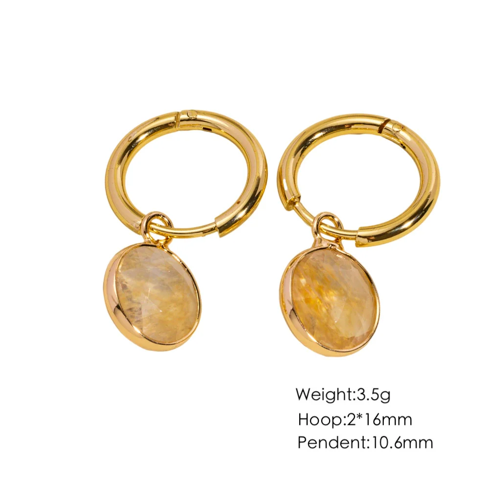 Women's Simple Geometric Natural Stone And Copper Earrings Set With Gemstones - Image 14