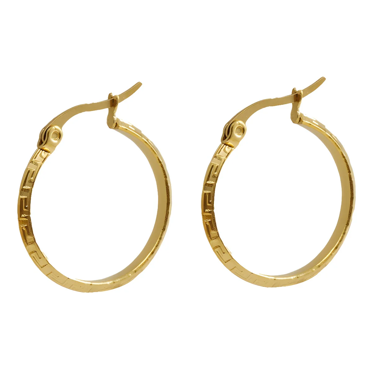 Women's Simple Geometric 316L Stainless Steel Earrings With Electroplating And Great Wall Pattern Buckle - Image 2