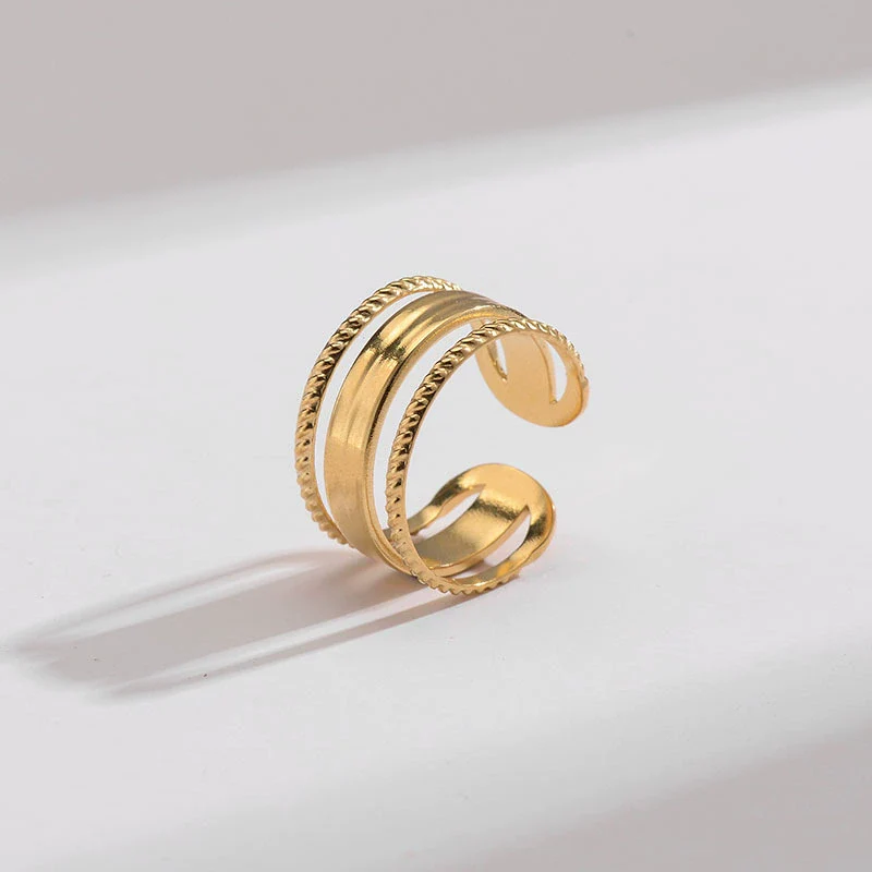 Women's Simple Opening Adjustable Titanium Steel Ring With Geometric Design And Electroplating Treatment - Image 2