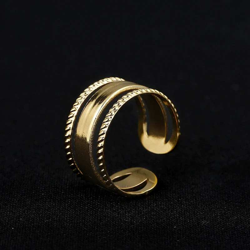 Women's Simple Opening Adjustable Titanium Steel Ring With Geometric Design And Electroplating Treatment - Image 4