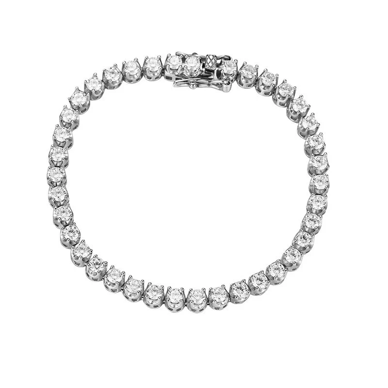 Women's Simple Sterling Silver Geometric High Carbon Diamond Bracelet - Image 5