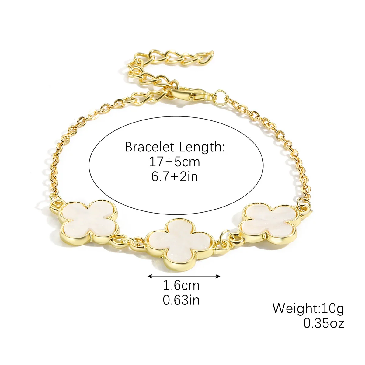 Women's Simple Zinc Alloy Fourleaf Clover Geometric Pattern Electroplated Bracelet - Image 6