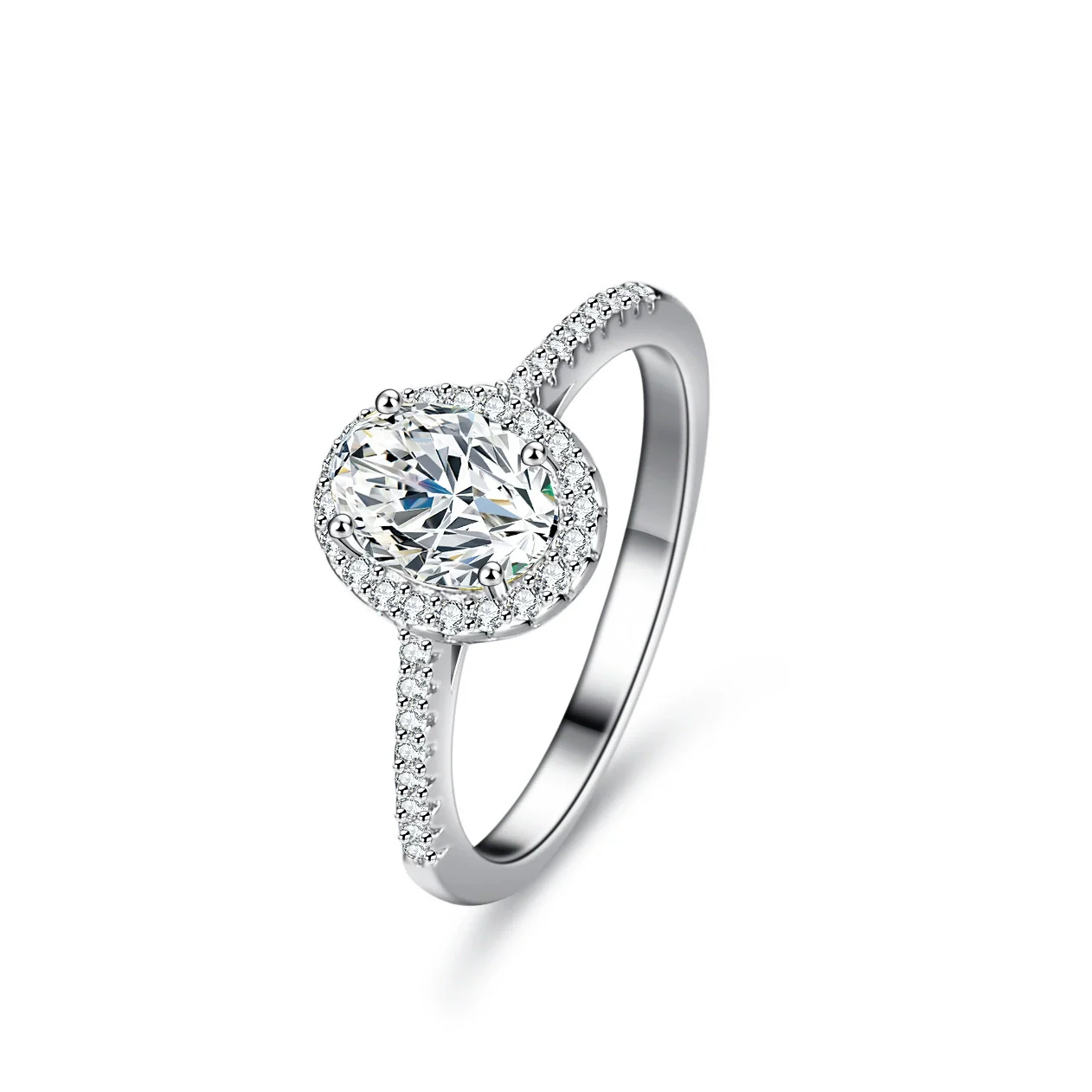Women's Specialshaped Moissanite Ring S925 Sterling Silver Eggshaped Geometric Design - Image 2