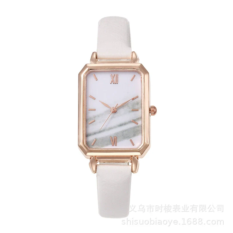 Women's Square Alloy Case Imitation Leather Strap Quartz Watch - Image 3