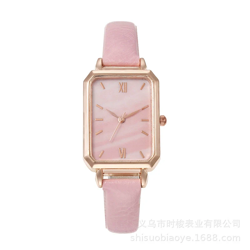 Women's Square Alloy Case Imitation Leather Strap Quartz Watch - Image 4
