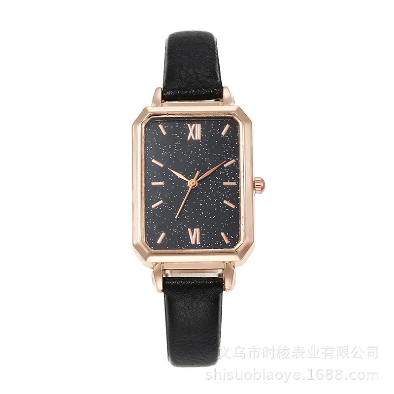 Women's Square Alloy Case Imitation Leather Strap Quartz Watch - Image 5