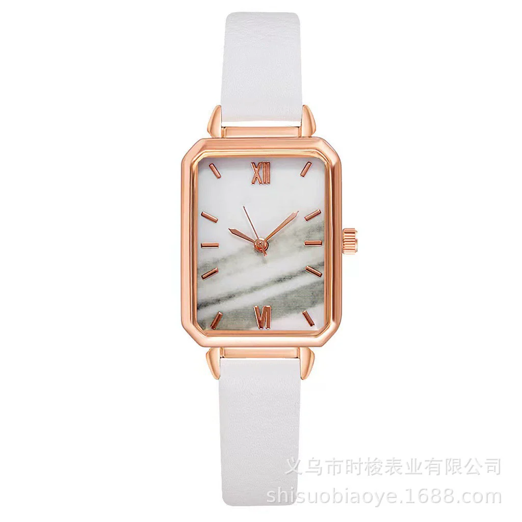 Women's Square Alloy Case Imitation Leather Strap Quartz Watch - Image 8