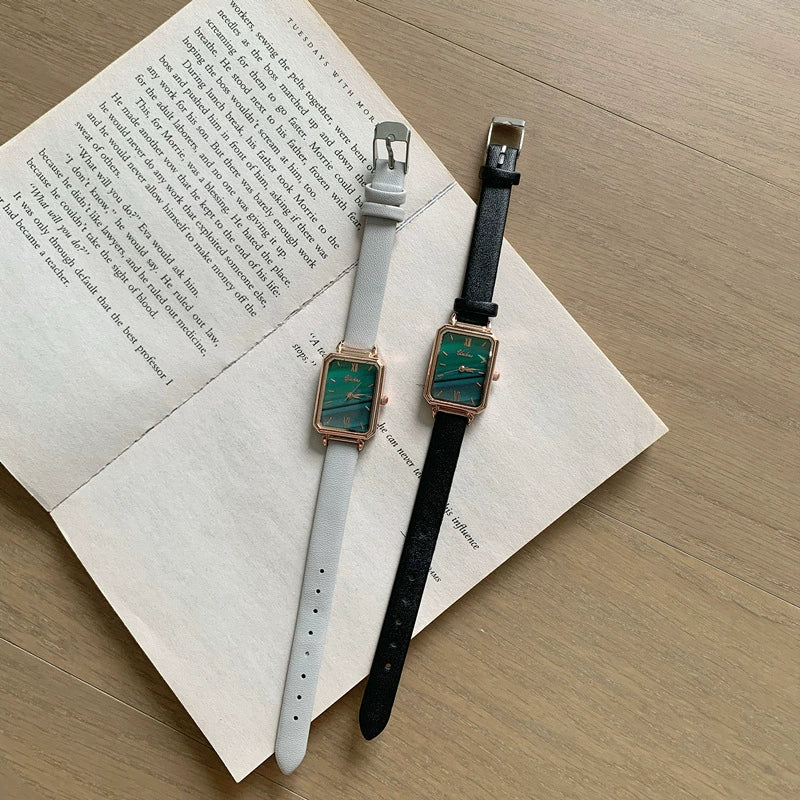 Women's Square Alloy Case Small Dial Leisure Style Green Watch - Image 5