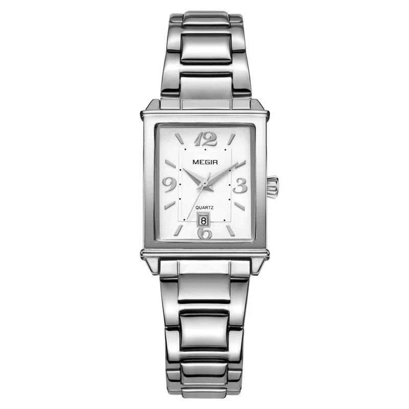 Women's Square Alloy Case Stainless Steel Band Retro Fashion Quartz Watch With Imported Movement And Calendar - Image 3