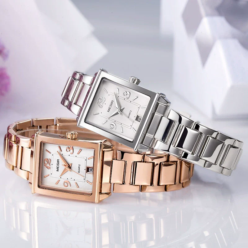 Women's Square Alloy Case Stainless Steel Band Retro Fashion Quartz Watch With Imported Movement And Calendar - Image 5