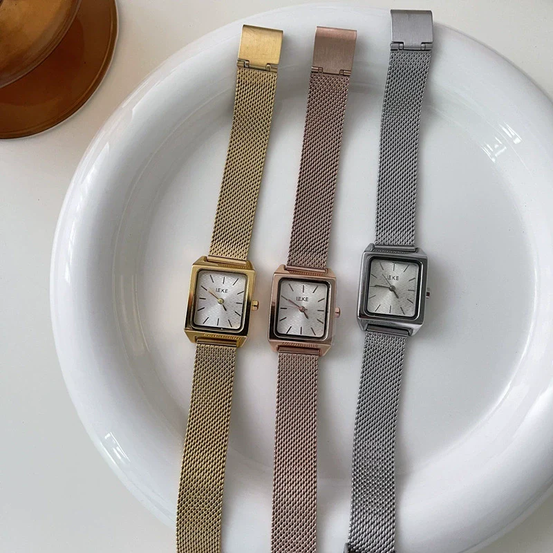 Women's Square Alloy Case Steel Strip Leisure Quartz Watch With Ordinary Glass Mirror - Image 5