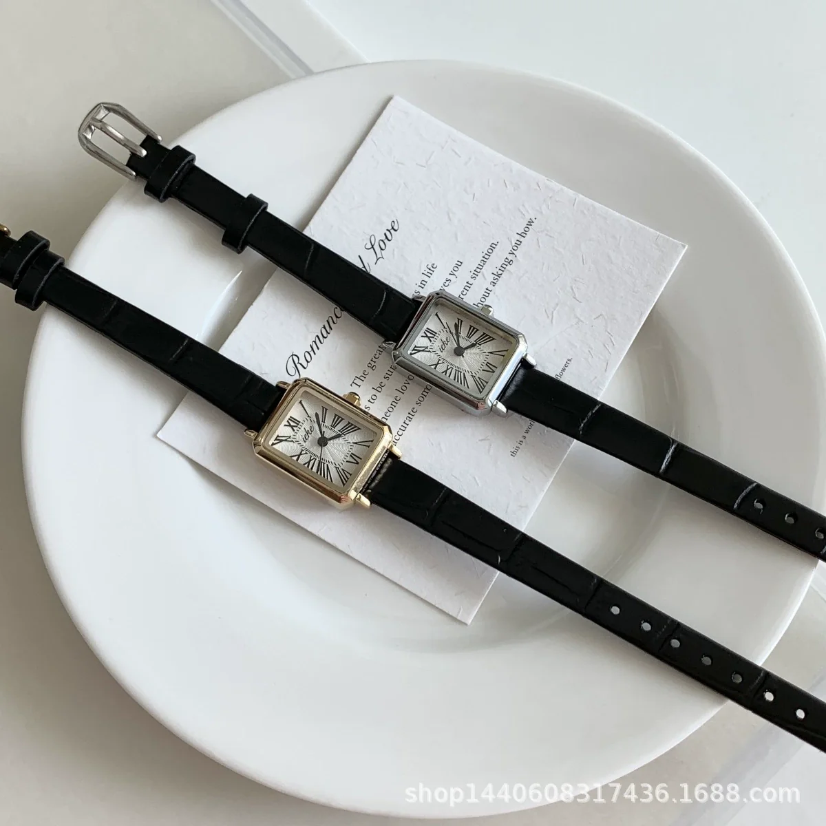 Women's Square Quartz Watch Alloy Case Ordinary Glass Mirror French Retro Middle Ancient Style