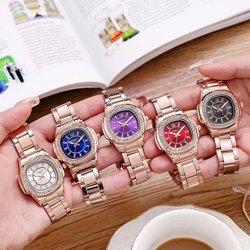 Women's Square Quartz Watch With Steel Band And Alloy Case Casual Style