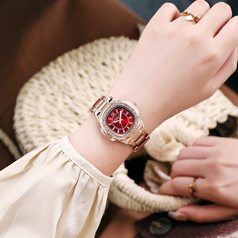 Women's Square Quartz Watch With Steel Band And Alloy Case Casual Style - Image 2