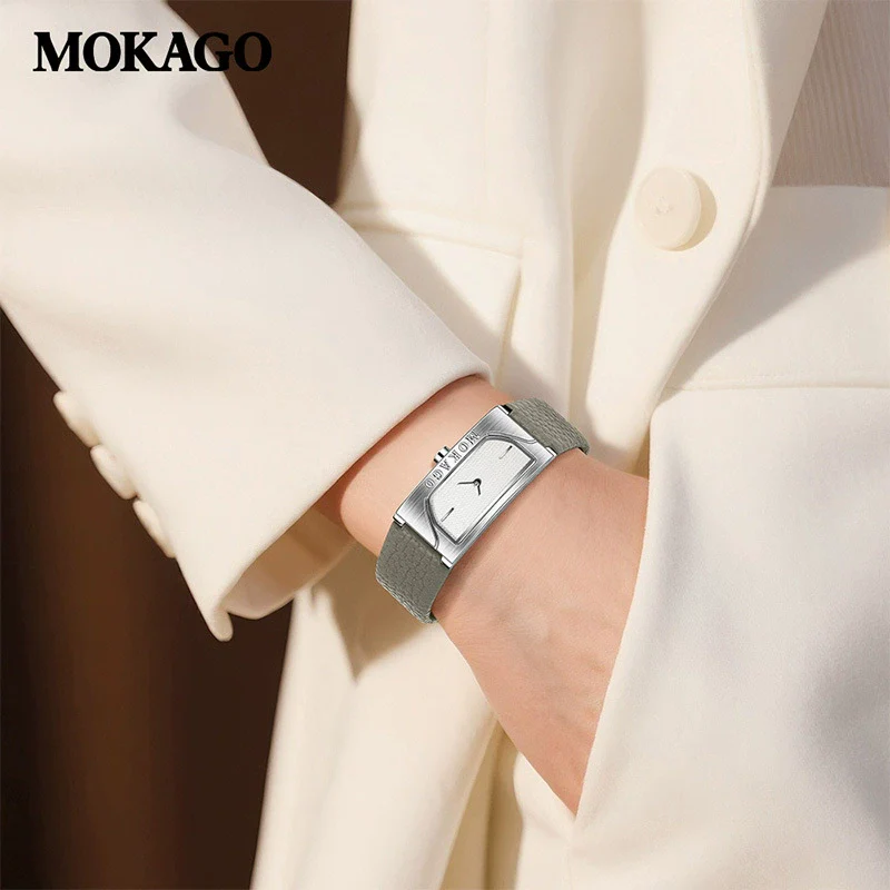 Women's Square Retro Simple Quartz Watch Zinc Alloy Case Mineral Tempered Glass Mirror Mesh Belt Genuine Cowhide Belt Stainless Steel Buckle Waterproof