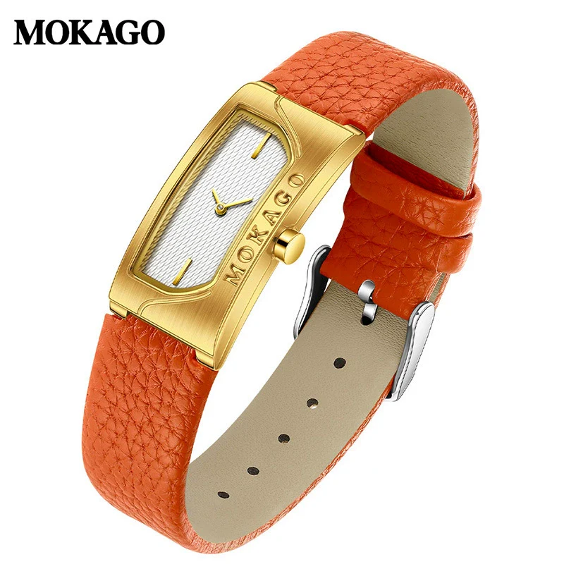 Women's Square Retro Simple Quartz Watch Zinc Alloy Case Mineral Tempered Glass Mirror Mesh Belt Genuine Cowhide Belt Stainless Steel Buckle Waterproof - Image 2