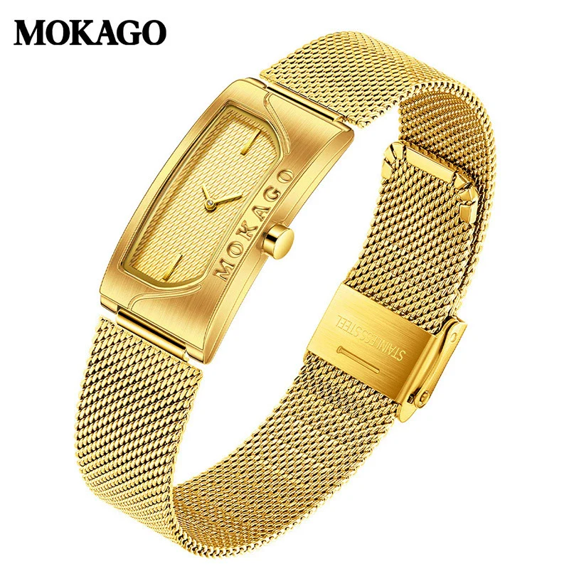 Women's Square Retro Simple Quartz Watch Zinc Alloy Case Mineral Tempered Glass Mirror Mesh Belt Genuine Cowhide Belt Stainless Steel Buckle Waterproof - Image 5
