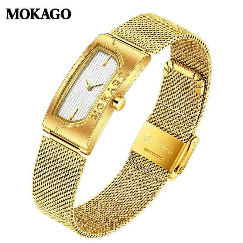 Women's Square Retro Simple Quartz Watch Zinc Alloy Case Mineral Tempered Glass Mirror Mesh Belt Genuine Cowhide Belt Stainless Steel Buckle Waterproof - Image 6