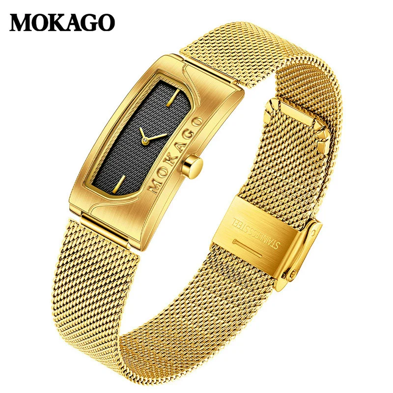 Women's Square Retro Simple Quartz Watch Zinc Alloy Case Mineral Tempered Glass Mirror Mesh Belt Genuine Cowhide Belt Stainless Steel Buckle Waterproof - Image 7