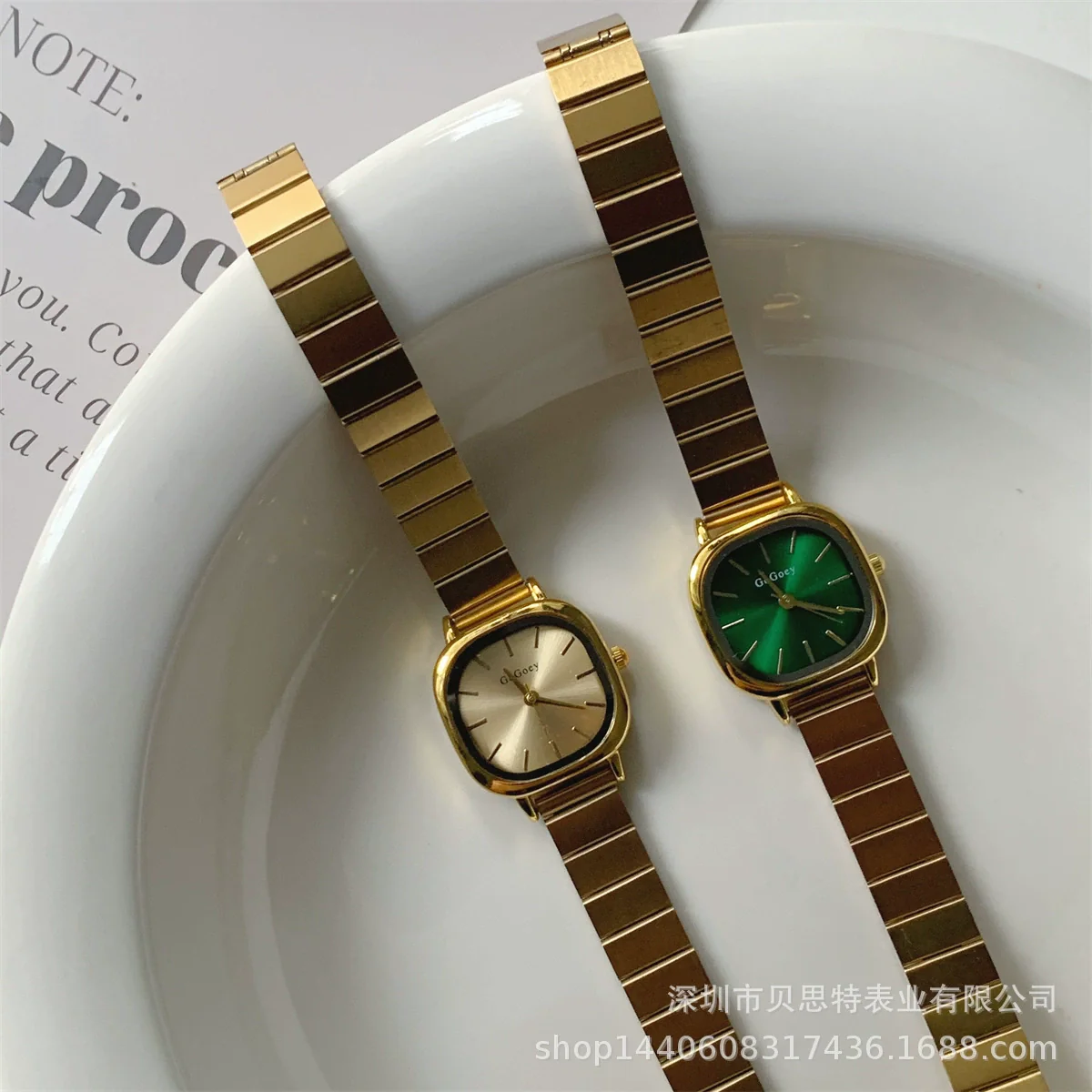 Women's Square Watch With Bamboo Strap And Alloy Case