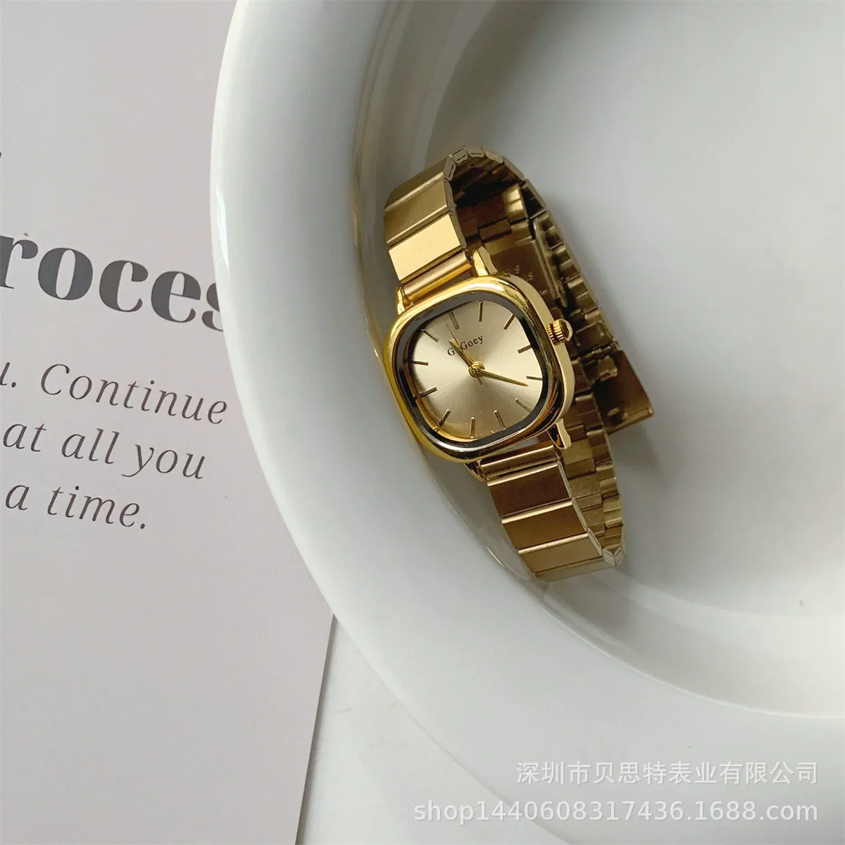 Women's Square Watch With Bamboo Strap And Alloy Case - Image 3