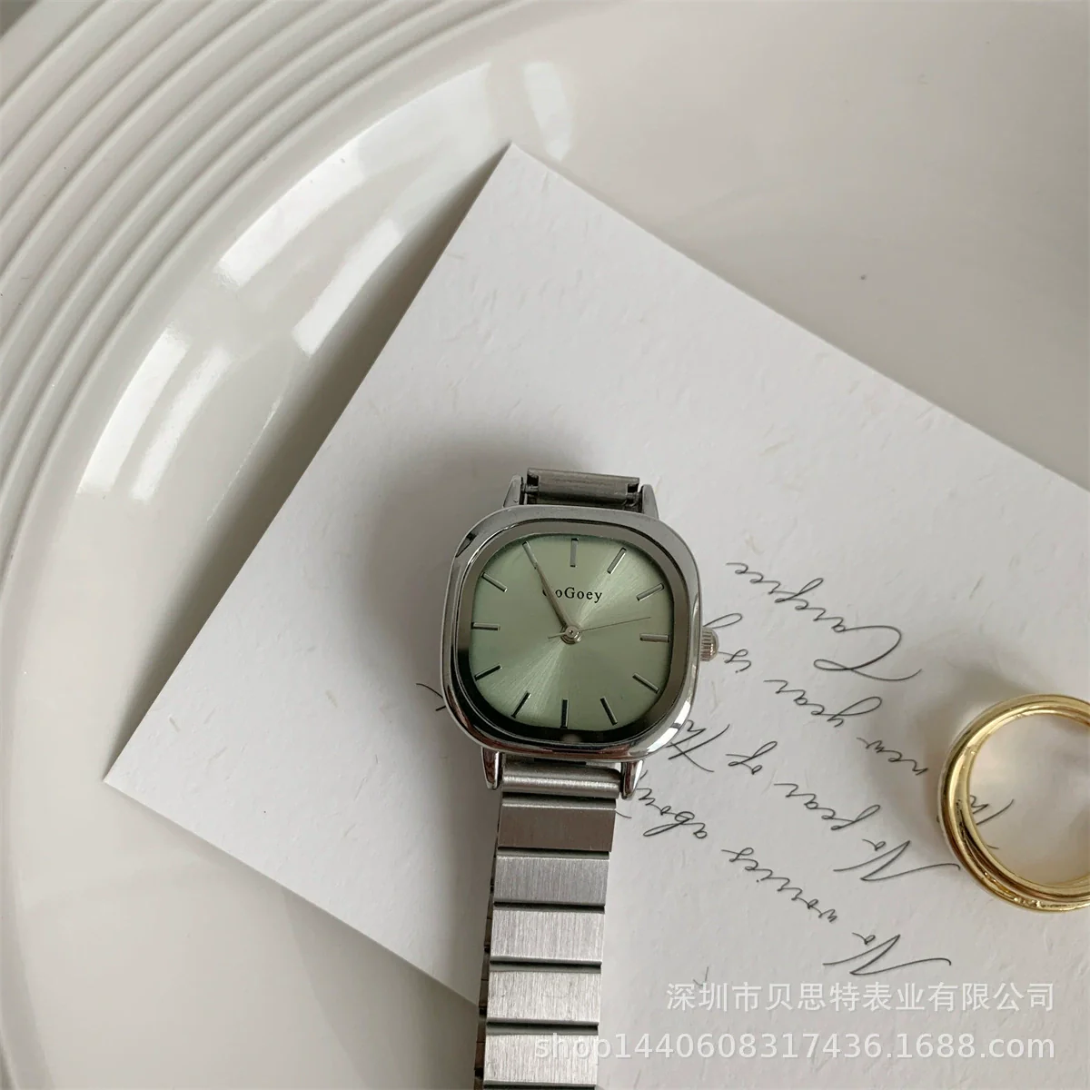 Women's Square Watch With Bamboo Strap And Alloy Case - Image 4