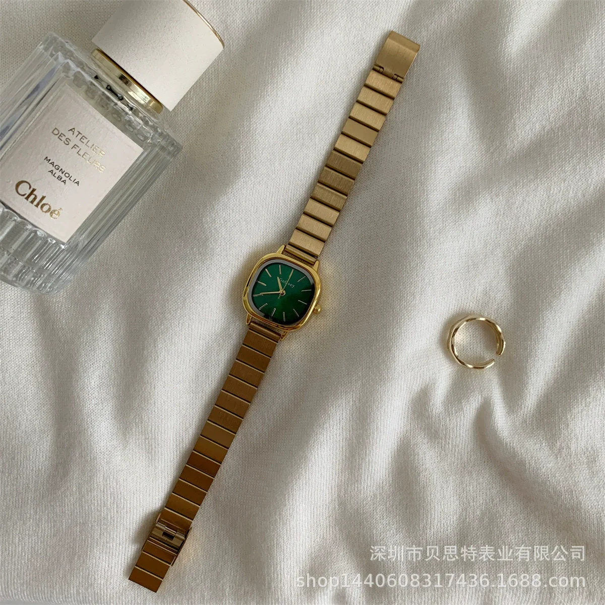 Women's Square Watch With Bamboo Strap And Alloy Case - Image 6