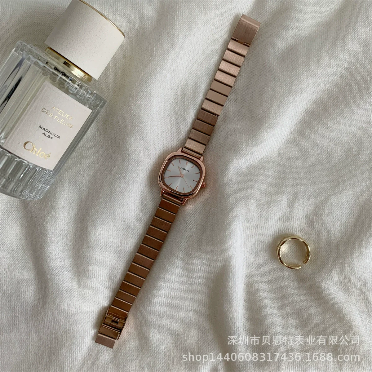 Women's Square Watch With Bamboo Strap And Alloy Case - Image 7