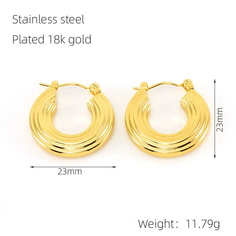 Women's 316L Stainless Steel 18K Gold Plated Geometric Exaggerated Spiral Wave Point Earring Buckles - Image 6