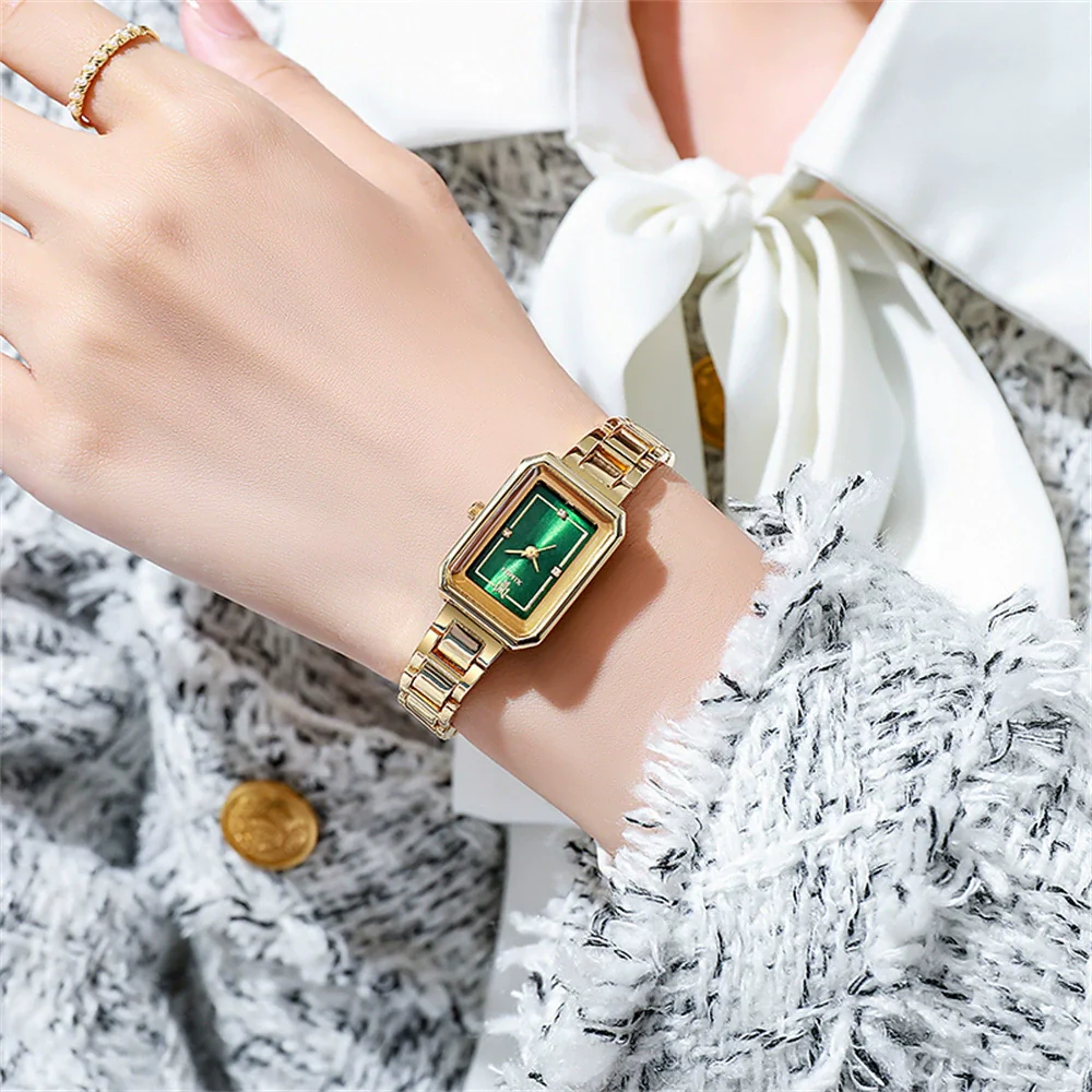 Women's Stainless Steel Alloy Quartz Square Waterproof Wristwatch For Students Leisure Style - Image 6