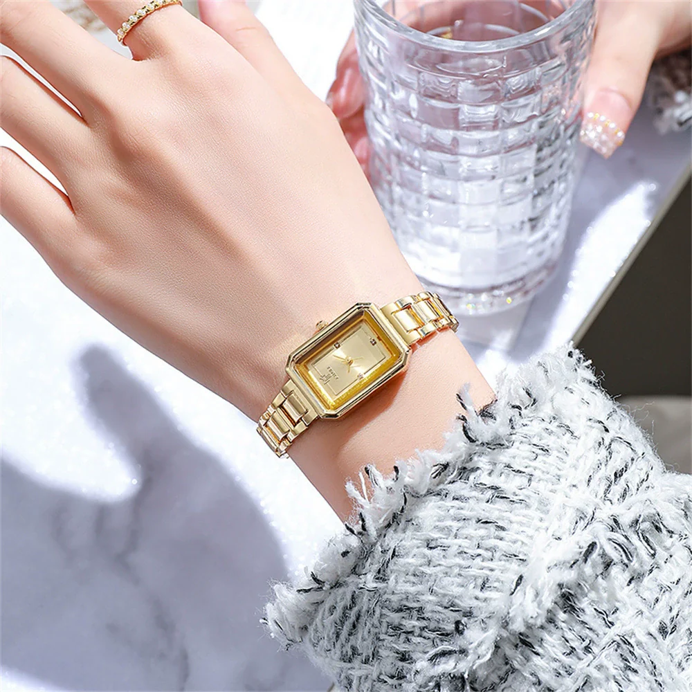 Women's Stainless Steel Alloy Quartz Square Waterproof Wristwatch For Students Leisure Style - Image 7