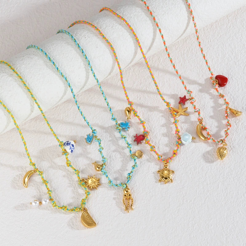 Women's Stainless Steel And Ceramic Tropical Fish Animal Zodiac Electroplated Necklace - Image 2