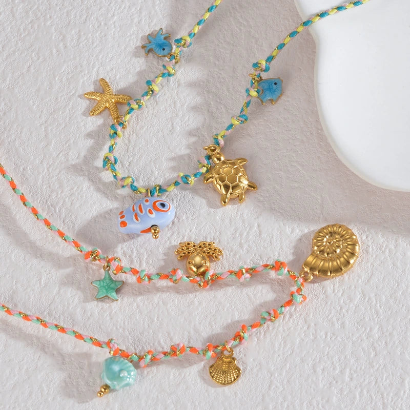 Women's Stainless Steel And Ceramic Tropical Fish Animal Zodiac Electroplated Necklace - Image 3