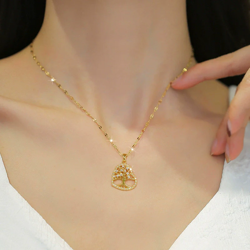 Women's Stainless Steel And Copper Necklace With Geometric Pattern And Electroplating Treatment - Image 2