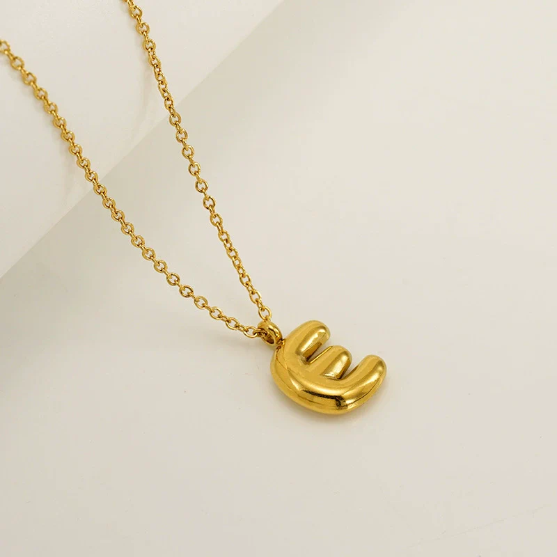 Women's 316L Stainless Steel And 316L Stainless Steel Chubby Bubble Letter Pendant Necklace With Electroplating - Image 10