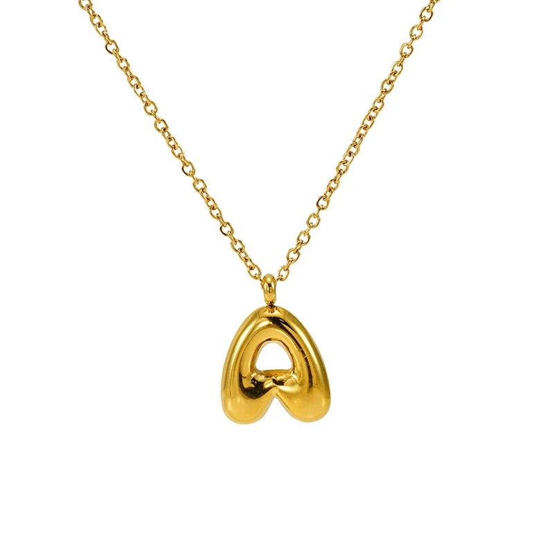 Women's 316L Stainless Steel And 316L Stainless Steel Chubby Bubble Letter Pendant Necklace With Electroplating - Image 5