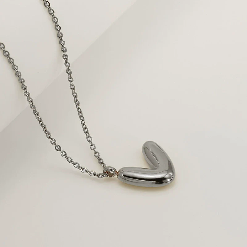 Women's 316L Stainless Steel And 316L Stainless Steel Chubby Bubble Letter Pendant Necklace With Electroplating - Image 53