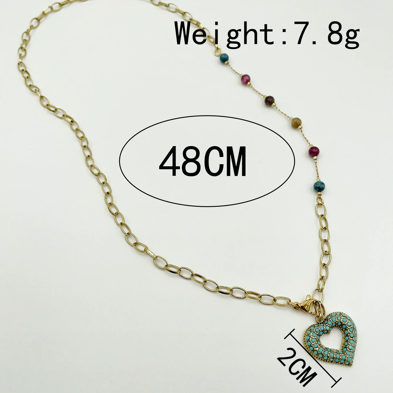 Women's Stainless Steel And Titanium Steel Crystal Bead Chain Twisted Chain Microinlaid Zircon Blue Love Pendant Necklace Electroplated - Image 2
