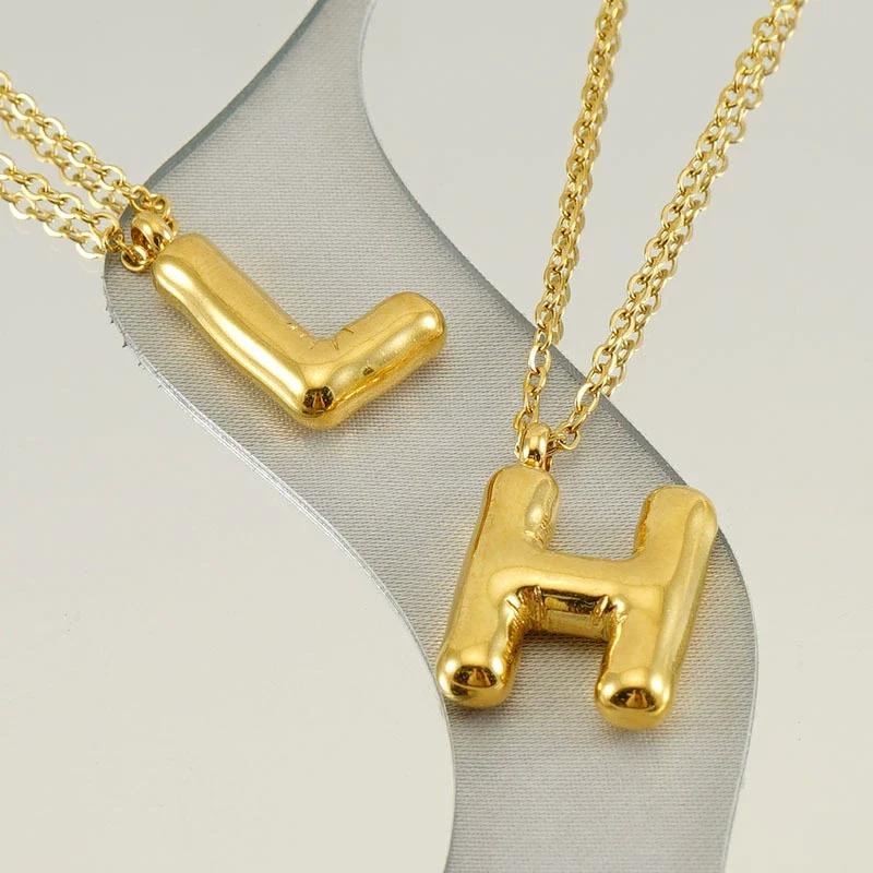Women's 316L Stainless Steel And 316L Stainless Steel Letter Pendant Clavicle Chain With Electroplating Hiphop Style - Image 4